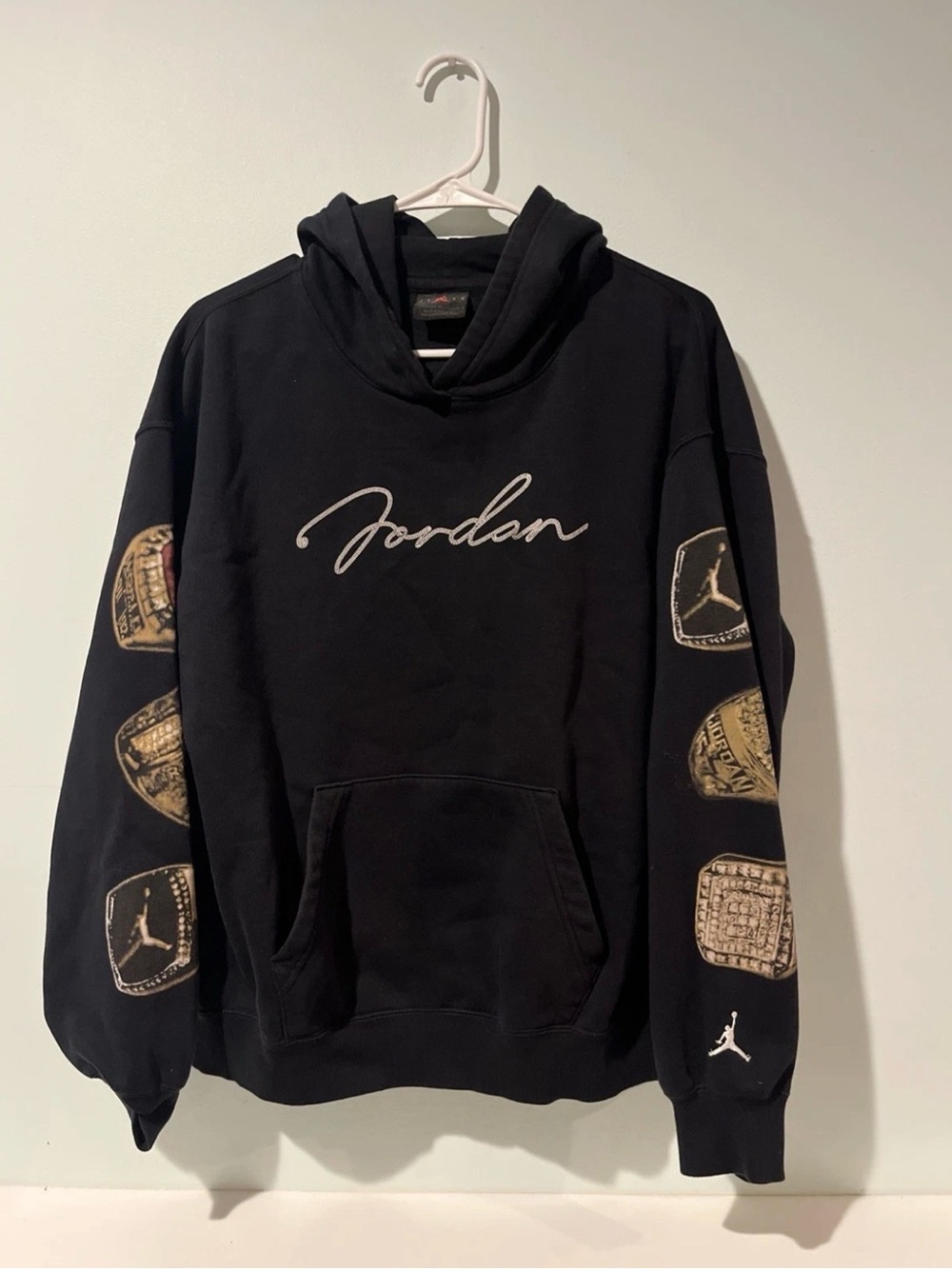Air Jordan Women’s Brooklyn Fleece Athletic 6 Rings ‘Black/Sail’ Hoodie, Size M